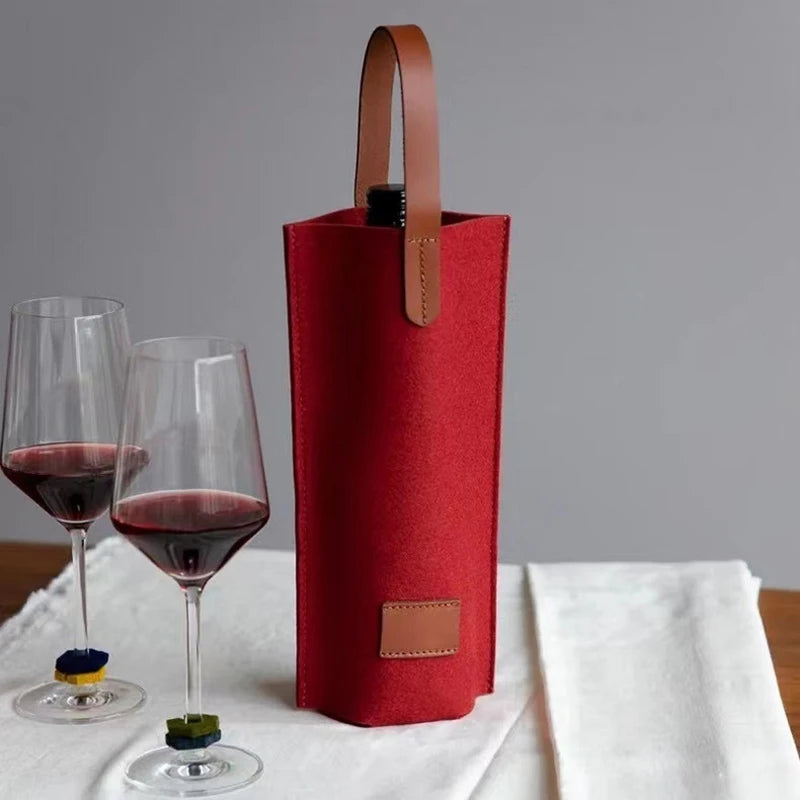 Felt Single Bottle Wine Tote Bag – Insulated Padded Carrier Wine Bottle Tote SPOT