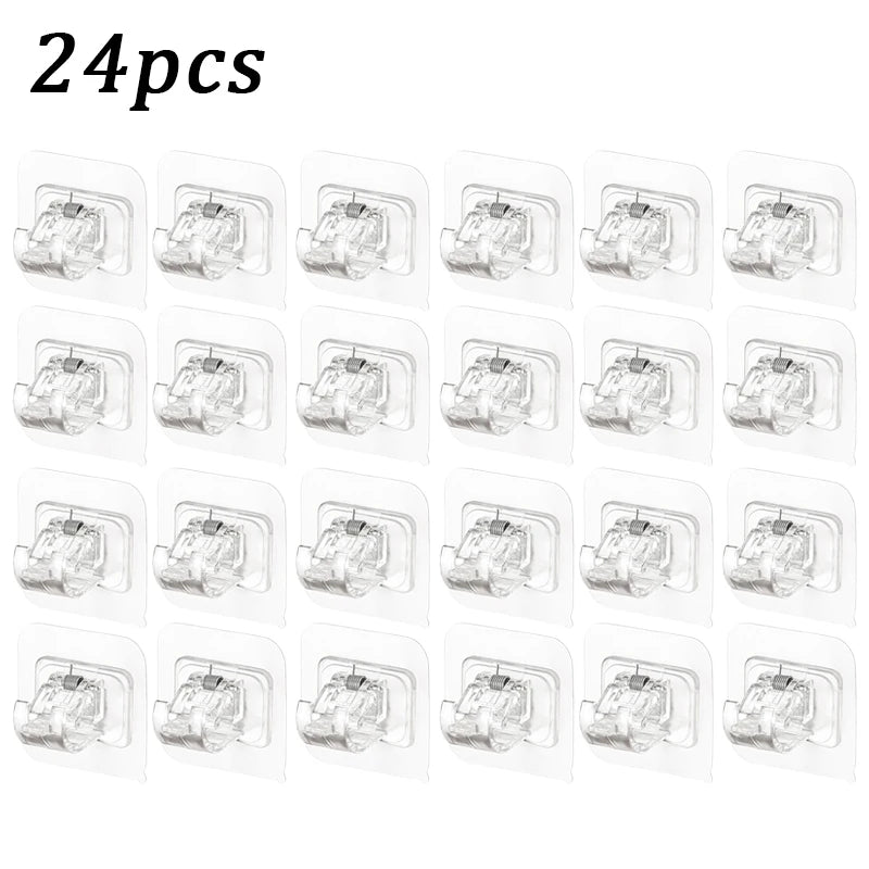 Self-Adhesive Curtain Rod Holders – No-Drill Wall Brackets Curtain Rod Bracket SPOT Transparent-24PCS