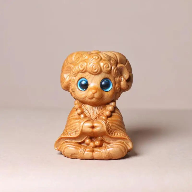 2027 Year of the Sheep Zodiac Wood Carving Feng Shui Statue Zodiac Figurine SPOT