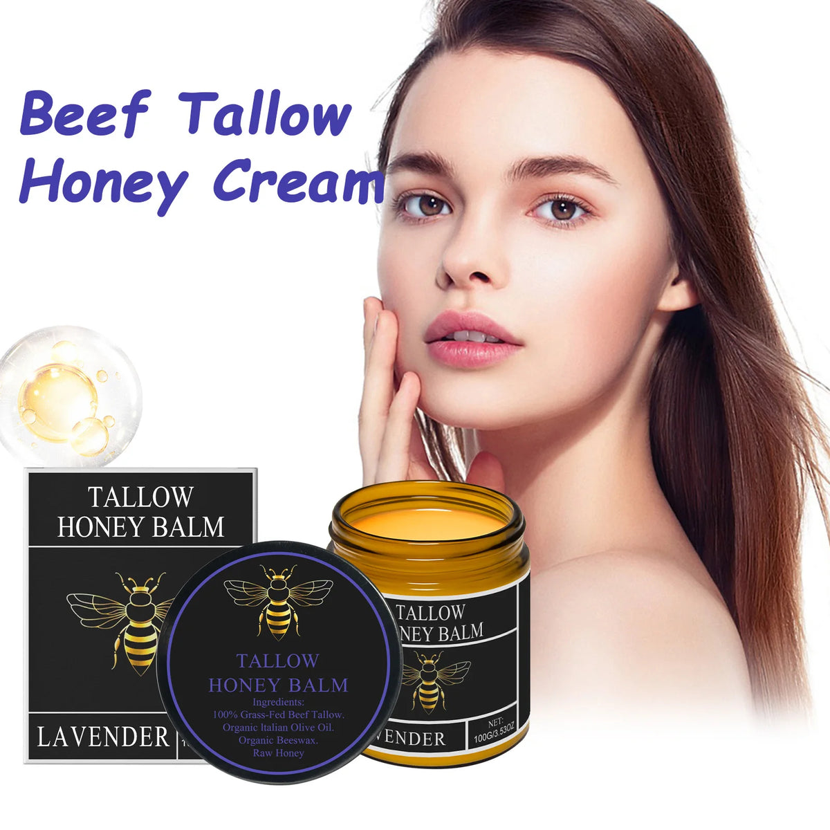 Beef Tallow Honey Cream – Moisturizing Balm 100g | Hoygi Moisturizing Face Cream SPOT