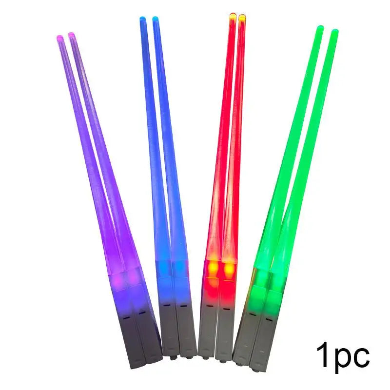 LED Light-Up Chopsticks Glowing Light Saber Style – 1 Pair Novelty Chopsticks SPOT Multicolor
