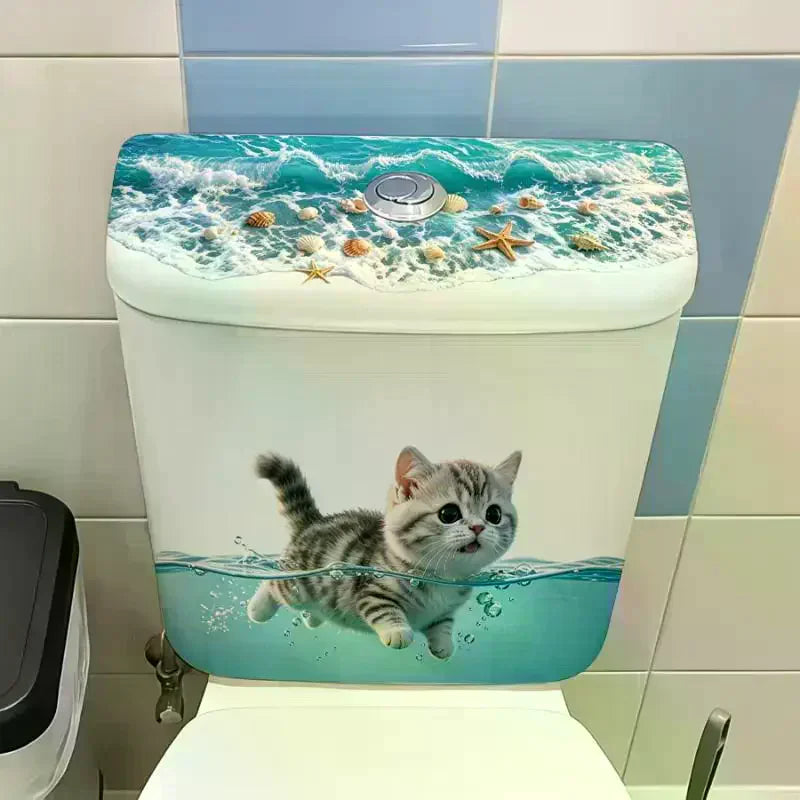Cute Swimming Cat Bathroom Wall Sticker – Waterproof Decal Wall Sticker Decal SPOT