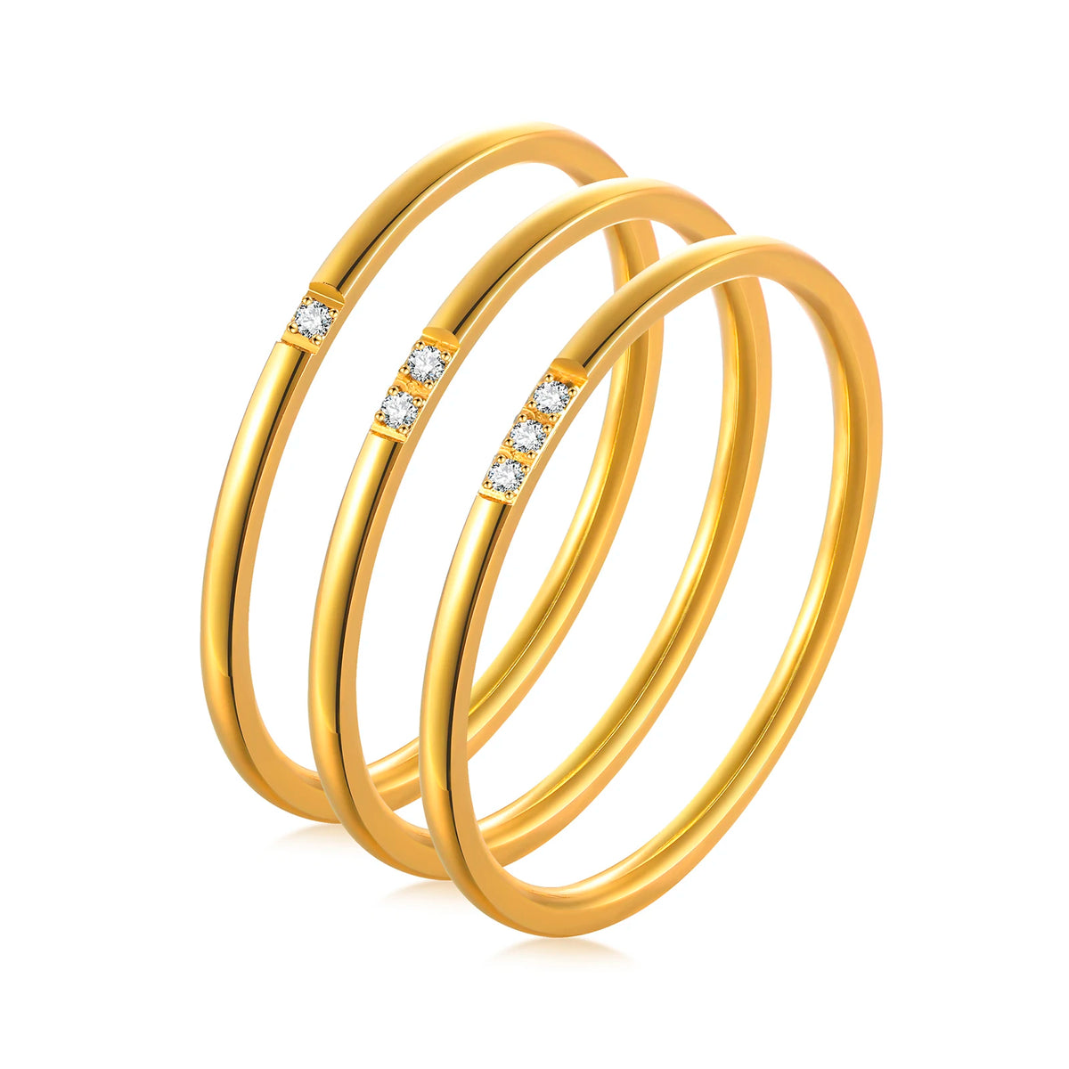 Meaeguet 1mm Stackable CZ Ring | 18K Gold Minimalist Band Stackable CZ Ring SPOT
