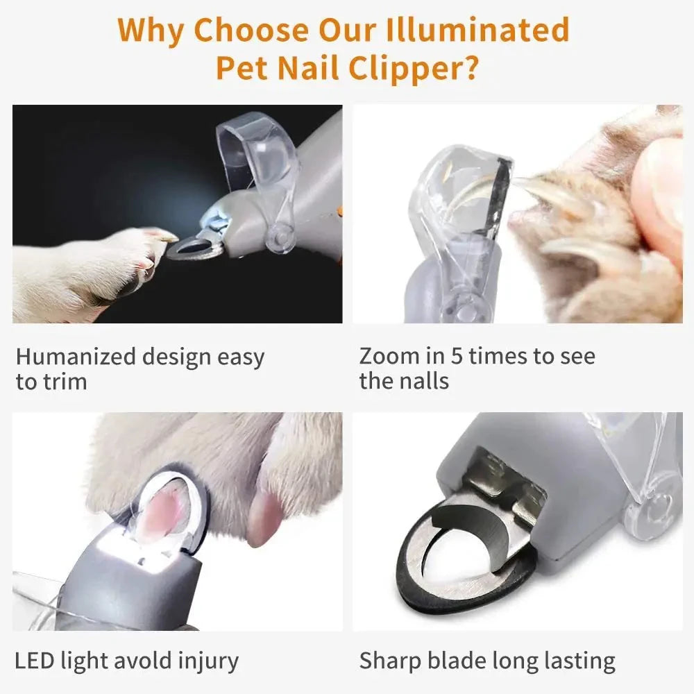 LED Light Pet Nail Clippers for Cats & Dogs – Safe Grooming Pet Nail Clippers SPOT