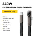 Essager 240W USB-C Elbow Fast Charging Cable | 1m/2m USB-C Charging Cable SPOT Gunmetal Grey 2m