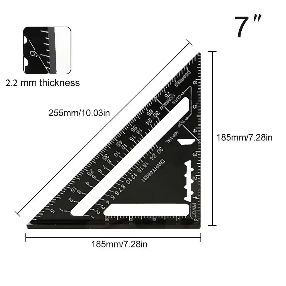7-Inch Aluminum Speed Square – Metric & Imperial Angle Ruler Speed Square Ruler SPOT