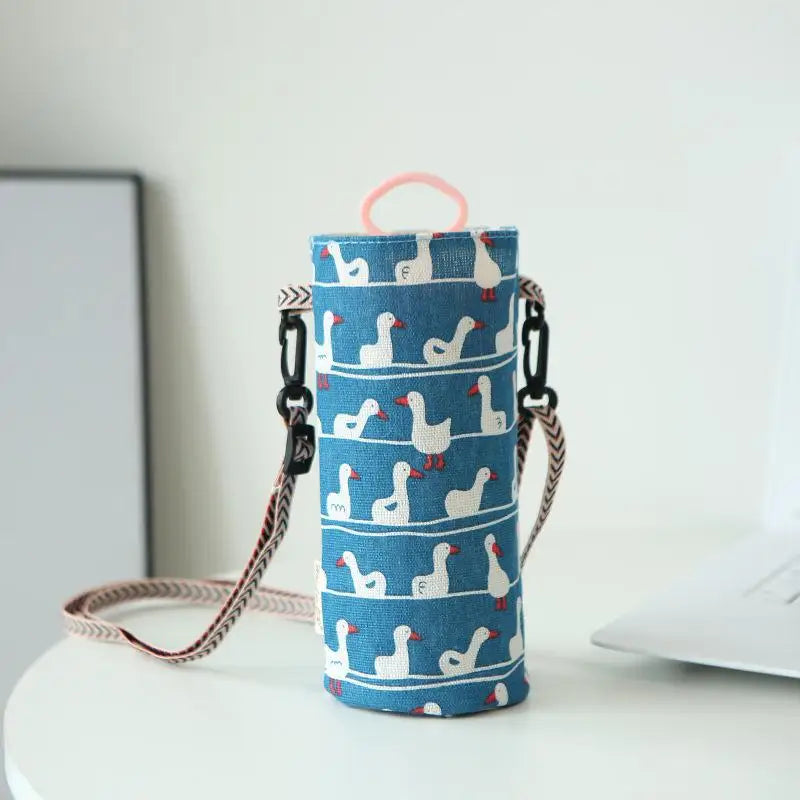 Insulated Canvas Water Bottle Bag – Adjustable Crossbody Strap Bottle Carrier Bag SPOT A2