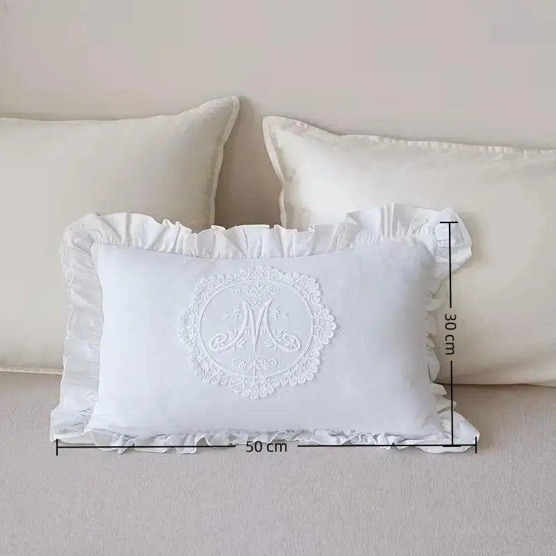 French Lace Ruffle Pillow Cover – Washed Cotton Cushion Cover Decorative Pillow Cover SPOT 30x50cm