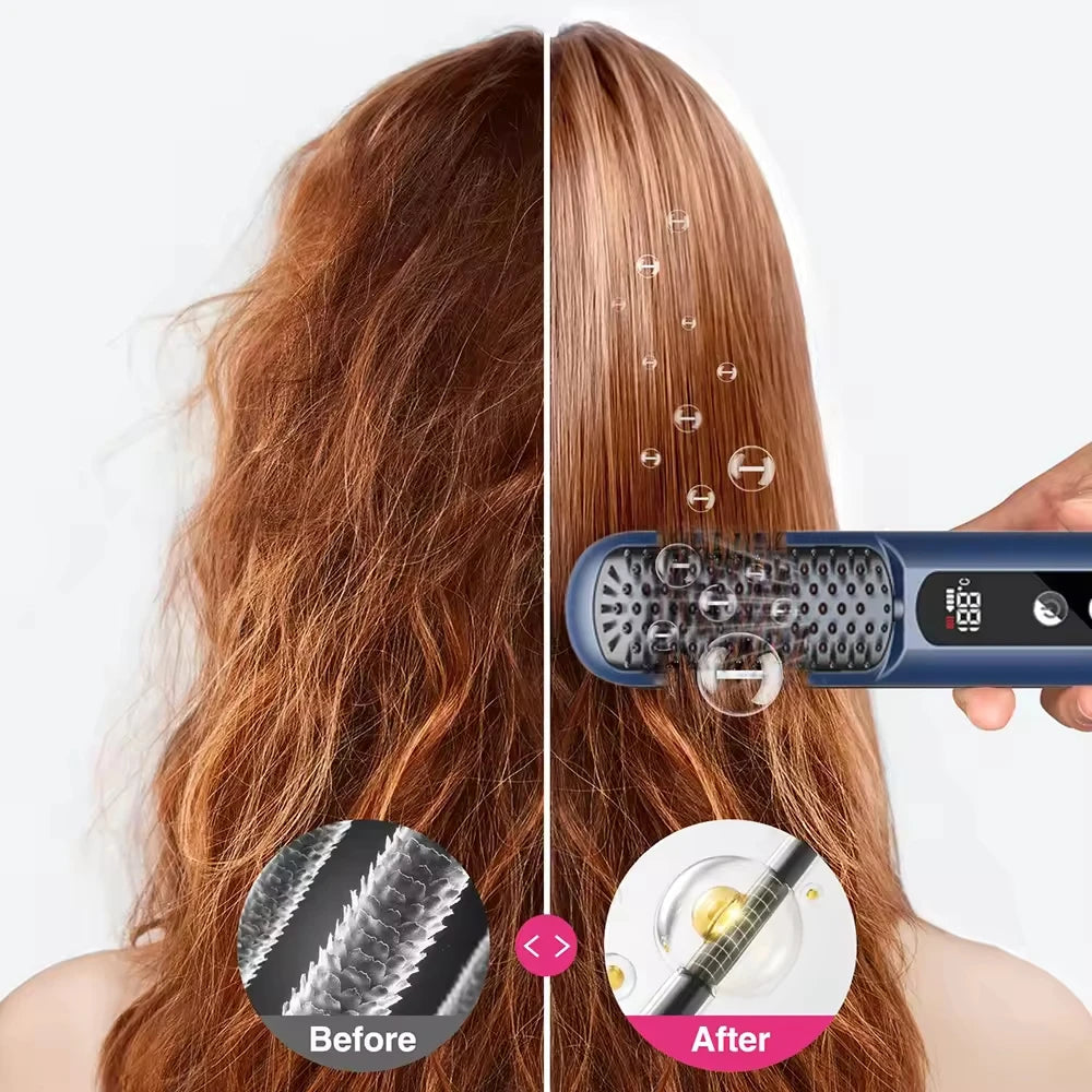 Cordless Ionic Hair Straightener Brush – Electric Hot Comb Hair Straightener Brush SPOT