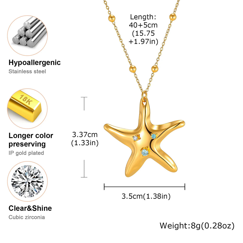 Ocean Starfish Necklace – Waterproof 316L Stainless Steel Pendant Necklace SPOT