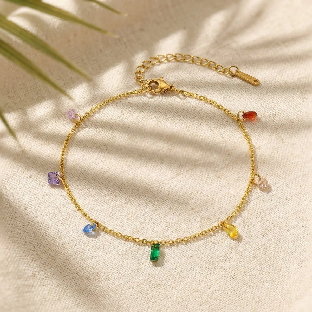 Colorful CZ Anklet for Women – Waterproof Stainless Steel CZ Anklet SPOT