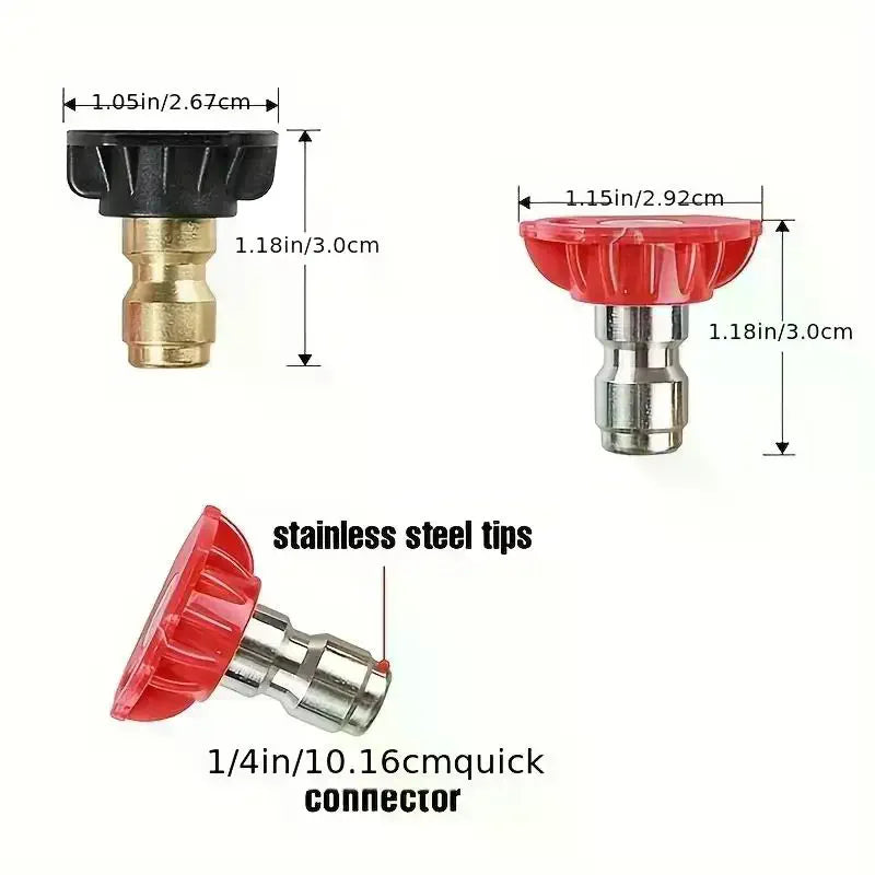 5-Pack Pressure Washer Nozzle Tips – 5 Spray Angles Steel Pressure Washer Nozzles SPOT