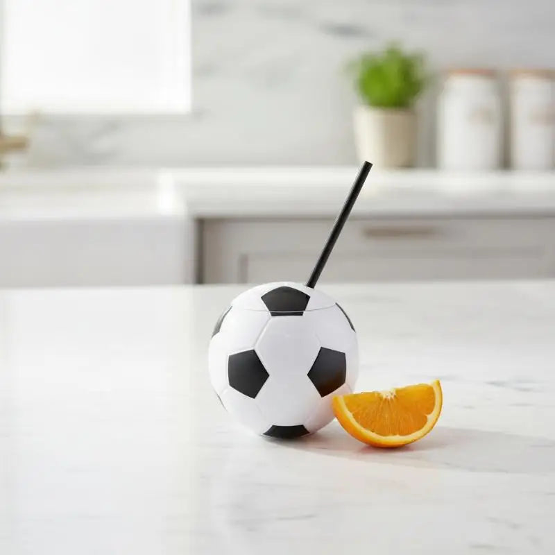Soccer Ball Straw Cup with Lid – BPA-Free Novelty Drinkware Novelty Straw Cup SPOT