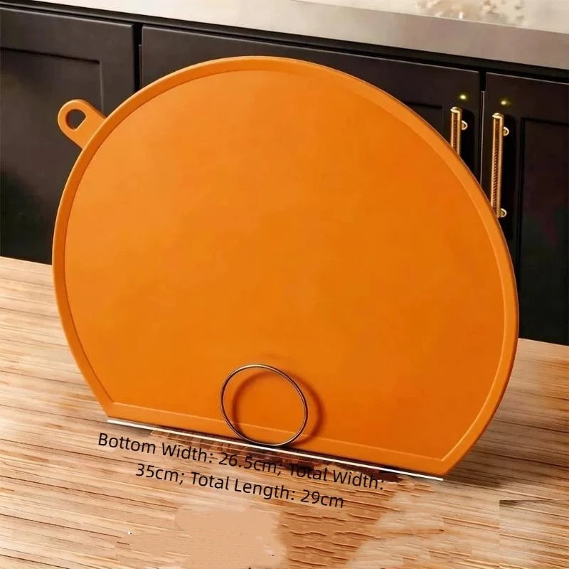 Double-Sided PP Cutting Board – D-Shape, Draining & Mold-Proof Kitchen Cutting Board SPOT Yellow