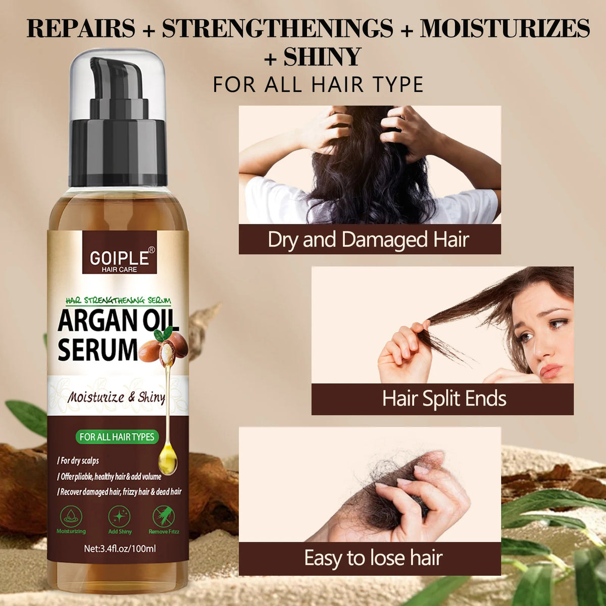 Goiple Argan Oil Hair Serum 100ml – Strengthen & Moisturize Hair Serum SPOT