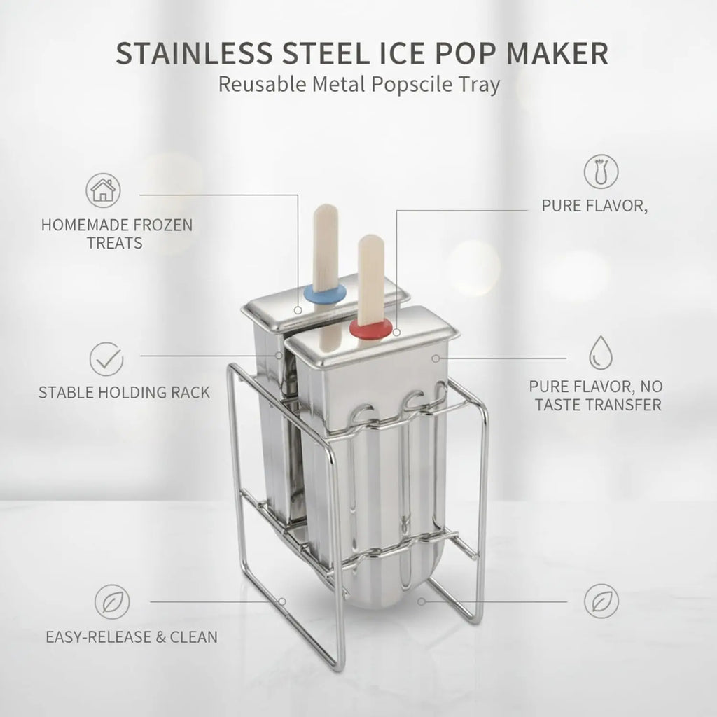 304 Stainless Steel Popsicle Mold – Reusable Ice Lolly Tray Ice Cream Mold SPOT