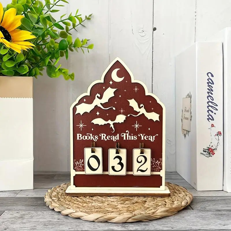 Wooden Reading Challenge Tracker – Annual Book Counter Reading Tracker Decor SPOT