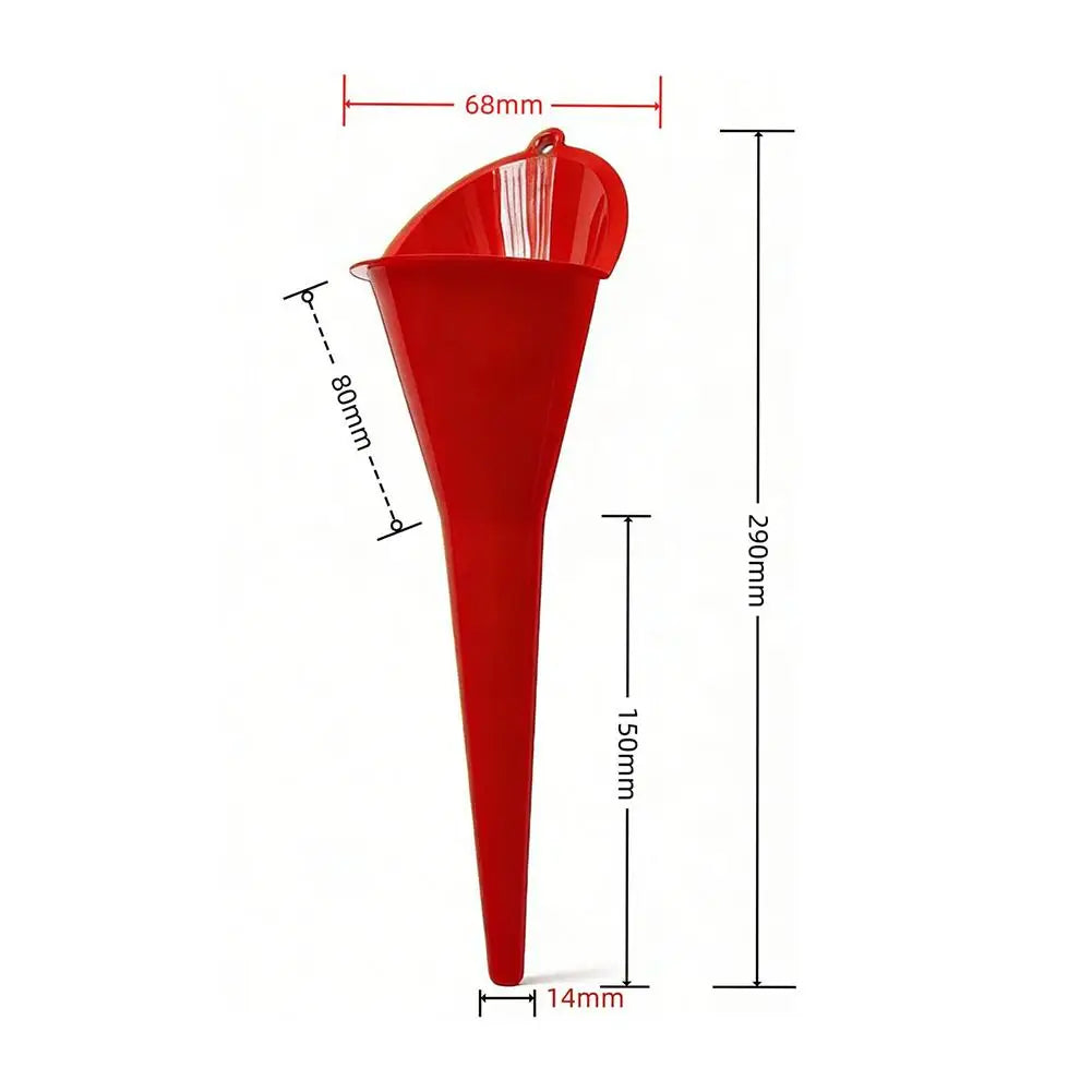 Long Stem Anti-Spill Funnel for Oil, Fuel & Fluid Transfer Automotive Funnel SPOT Red L