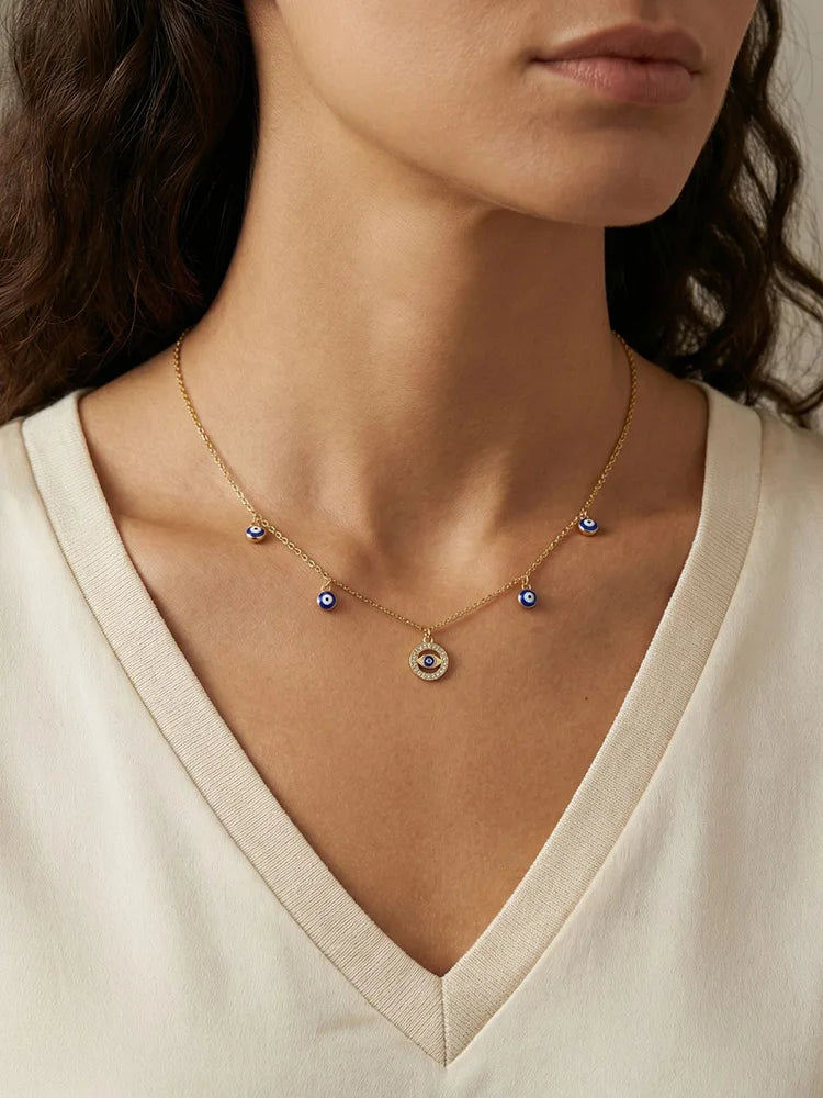 Evil Eye Pendant Necklace – Stainless Steel Cubic Zirconia Pendant Necklace SPOT