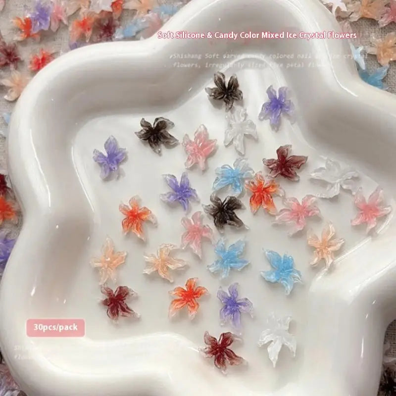 30-Pack 3D Lily Flower Nail Charms – Resin DIY Manicure Art Nail Art Charms SPOT
