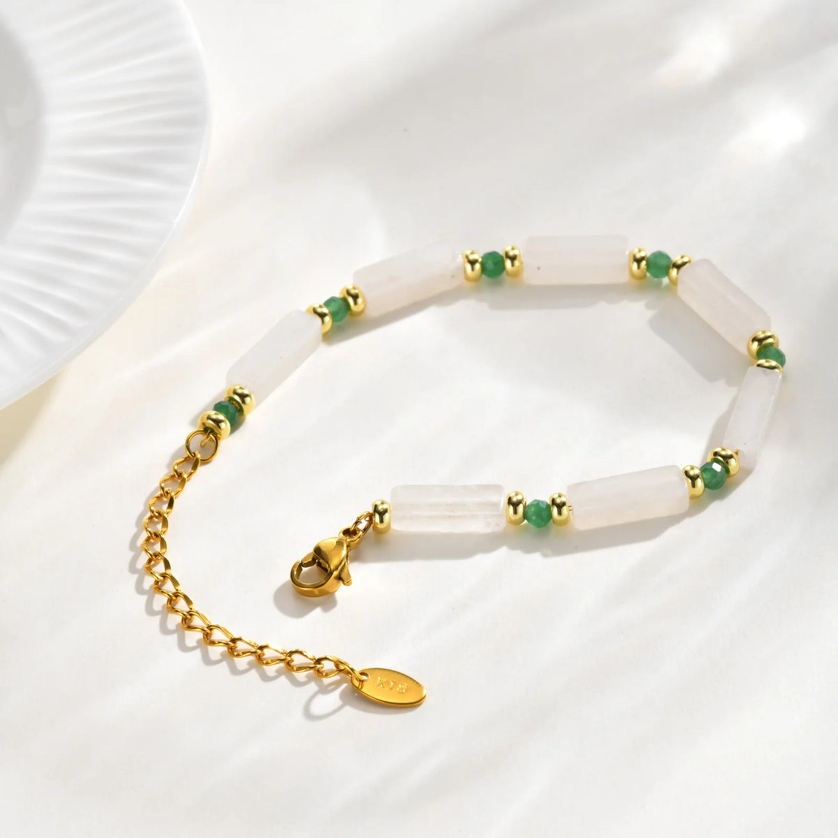 White Jade Natural Stone Bracelet – Minimalist Stackable Women's Stone Beaded Bracelet SPOT