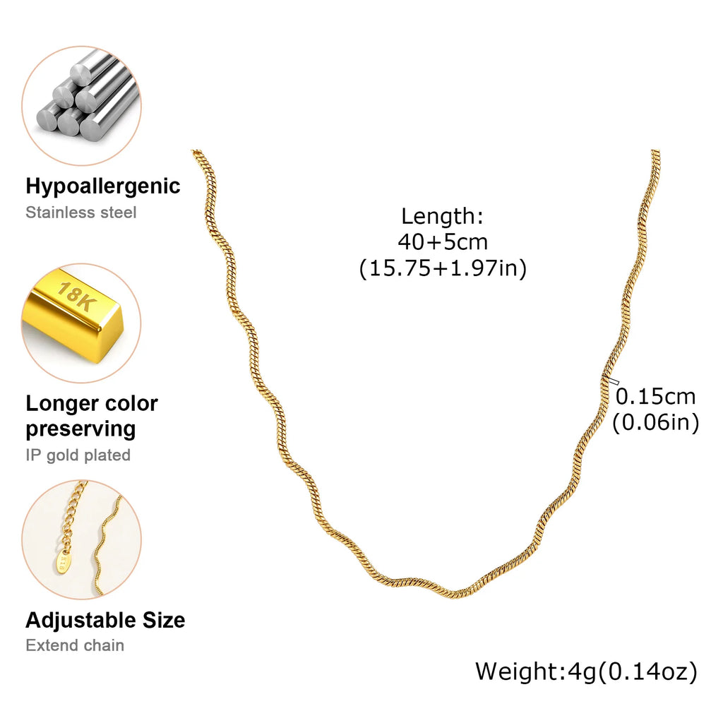 Twisted Snake Chain Choker – Waterproof Stainless Steel Necklace Chain Choker Necklace SPOT