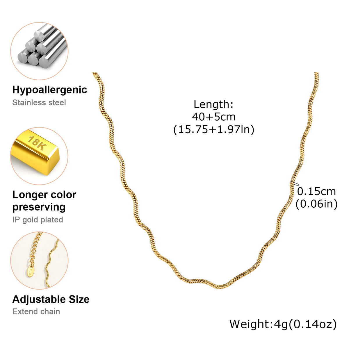 Twisted Snake Chain Choker – Waterproof Stainless Steel Necklace Chain Choker Necklace SPOT