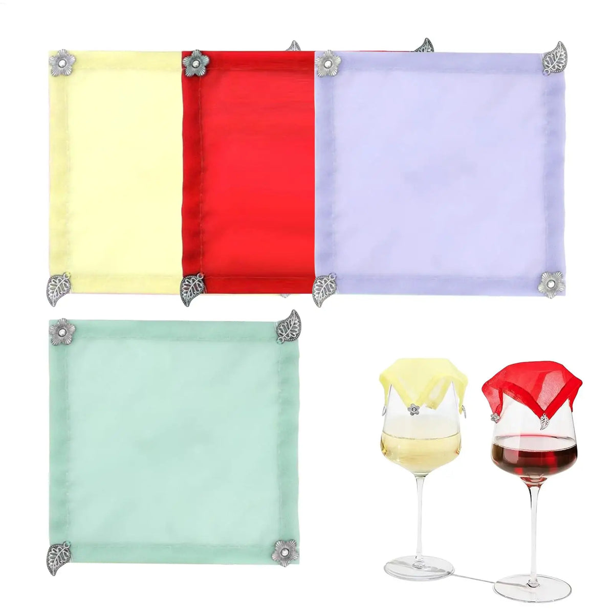 4-Pack Weighted Wine Glass Covers – Bug-Proof Mesh Lids Drink Cover Lids SPOT