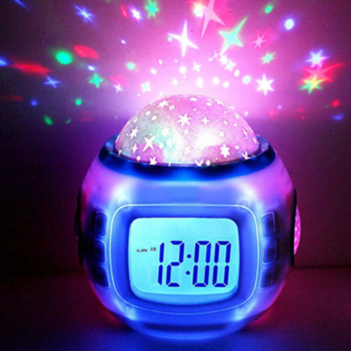 Star Sky LED Projection Alarm Clock – Color Night Light Projection Alarm Clock SPOT White