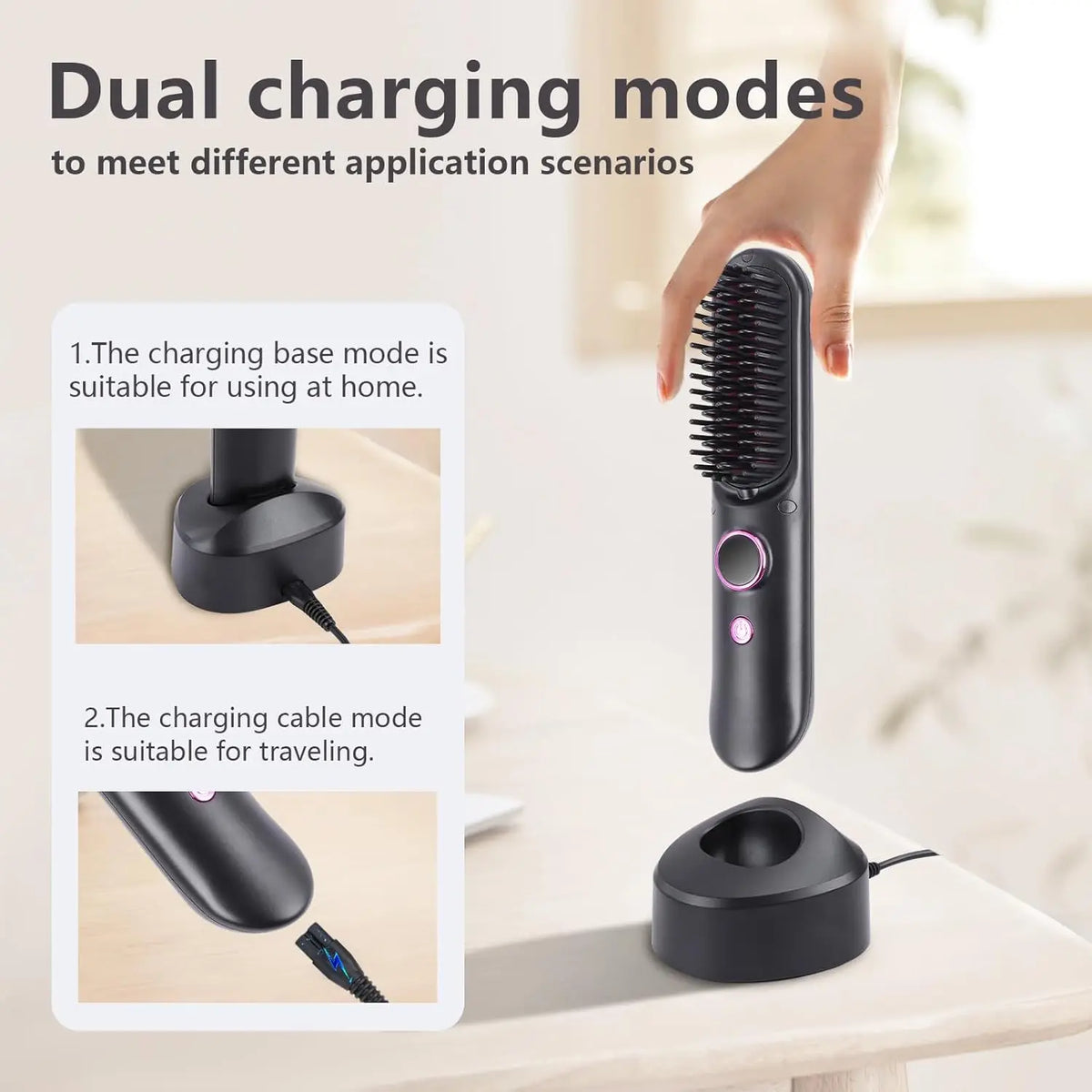 Cordless Ionic Hair Straightener Brush – 9 Temps, Travel Hair Straightener Brush SPOT