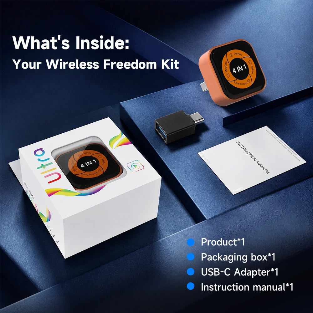Mini Ultra Wireless CarPlay & Android Auto Adapter 4-in-1 Wireless CarPlay Adapter SPOT