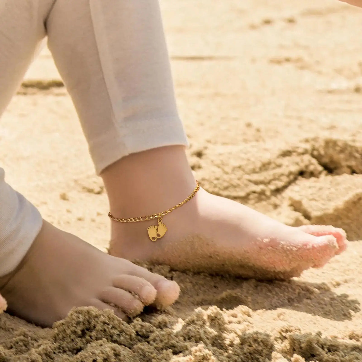 Stainless Steel Figaro Anklet for Baby & Kids – Gold Footprint Kids Anklet SPOT