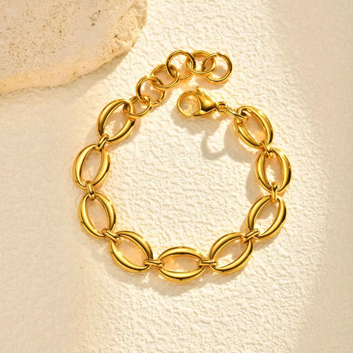 Chunky Stack Chain Bracelet – 18K Gold Plated Stainless Steel Chain Link Bracelet SPOT
