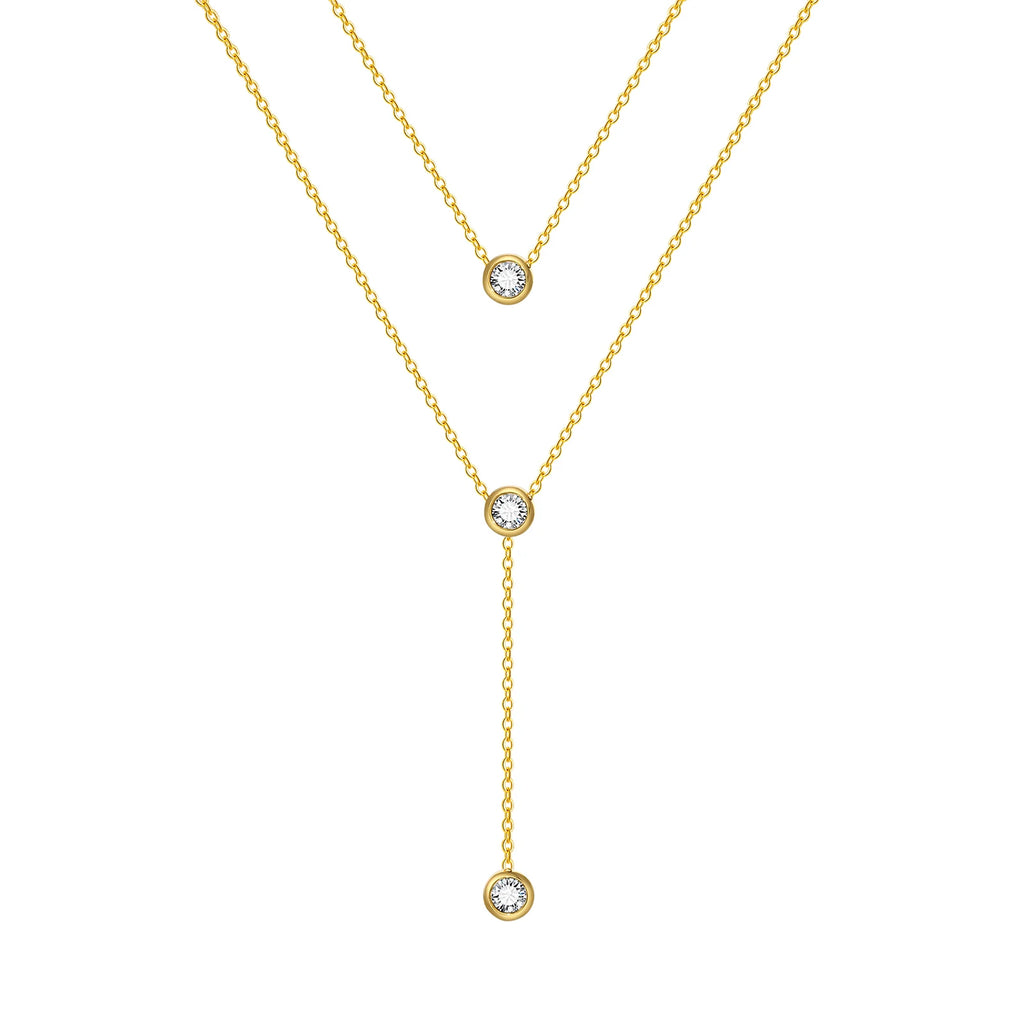 18K Gold Plated CZ Double Layer Pendant Necklace for Women Pendant Necklace SPOT