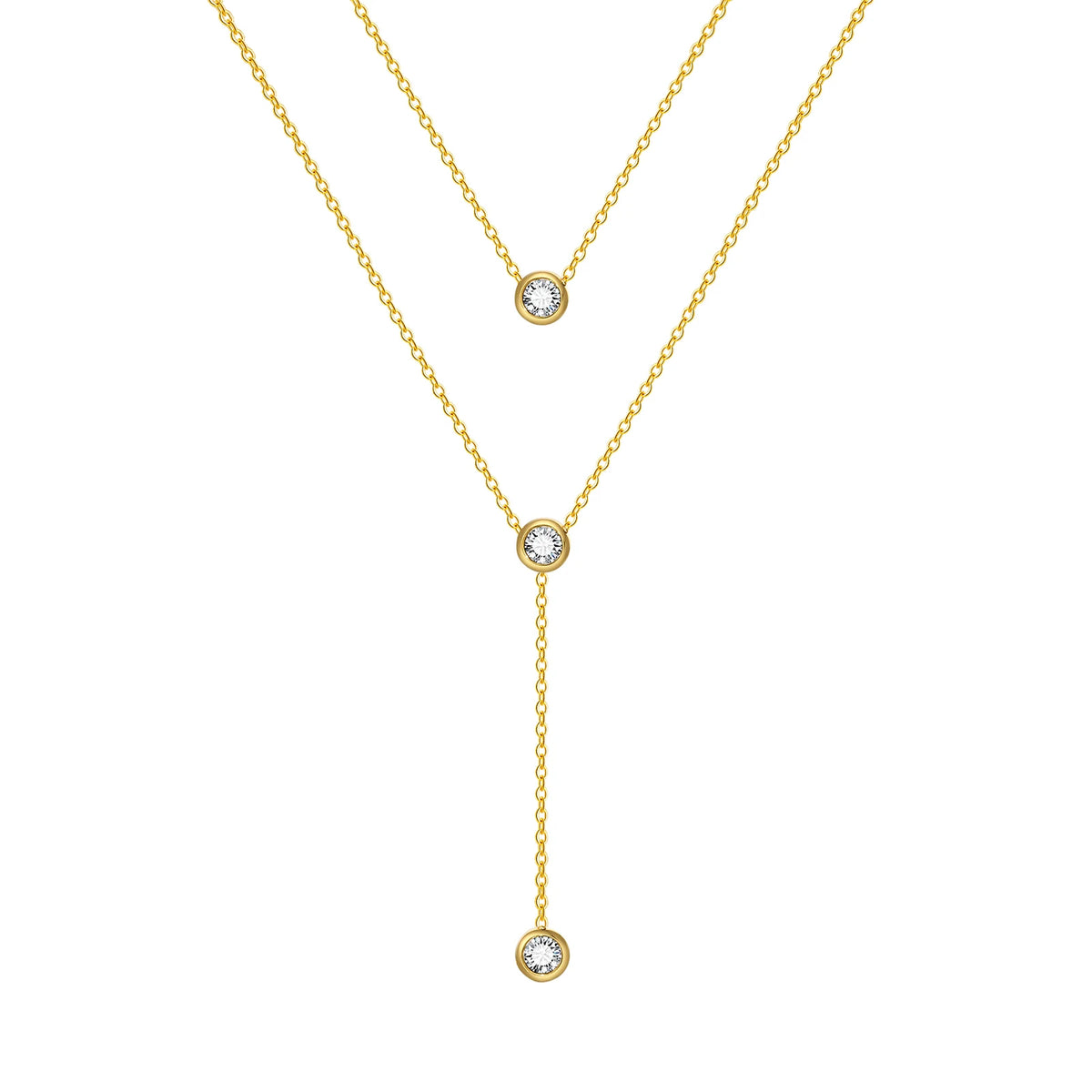 18K Gold Plated CZ Double Layer Pendant Necklace for Women Pendant Necklace SPOT
