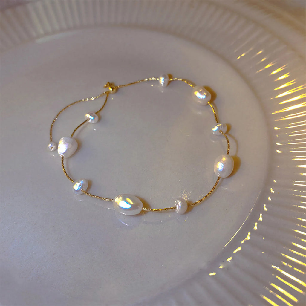 Dainty Pearl Bead Gold Chain Bracelet – Elegant Women's Gift Pearl Chain Bracelet SPOT Default Title