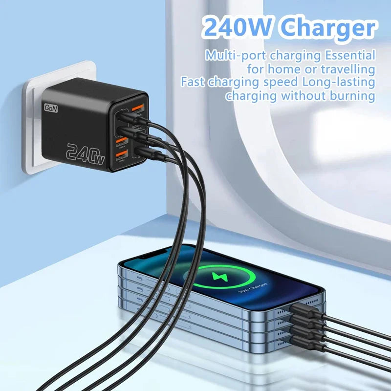 Lenovo 240W Multi-Port Charger – 4 USB + 4 Type-C Fast Charging Multi-Port Wall Charger SPOT
