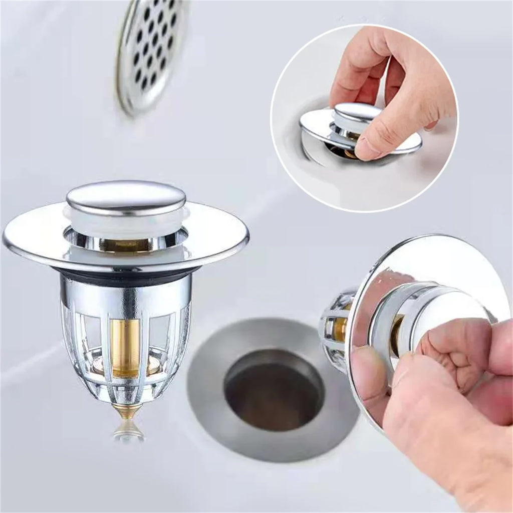 Pop-Up Chrome Sink Drain Stopper with Hair Catcher Filter Sink Drain Stopper SPOT