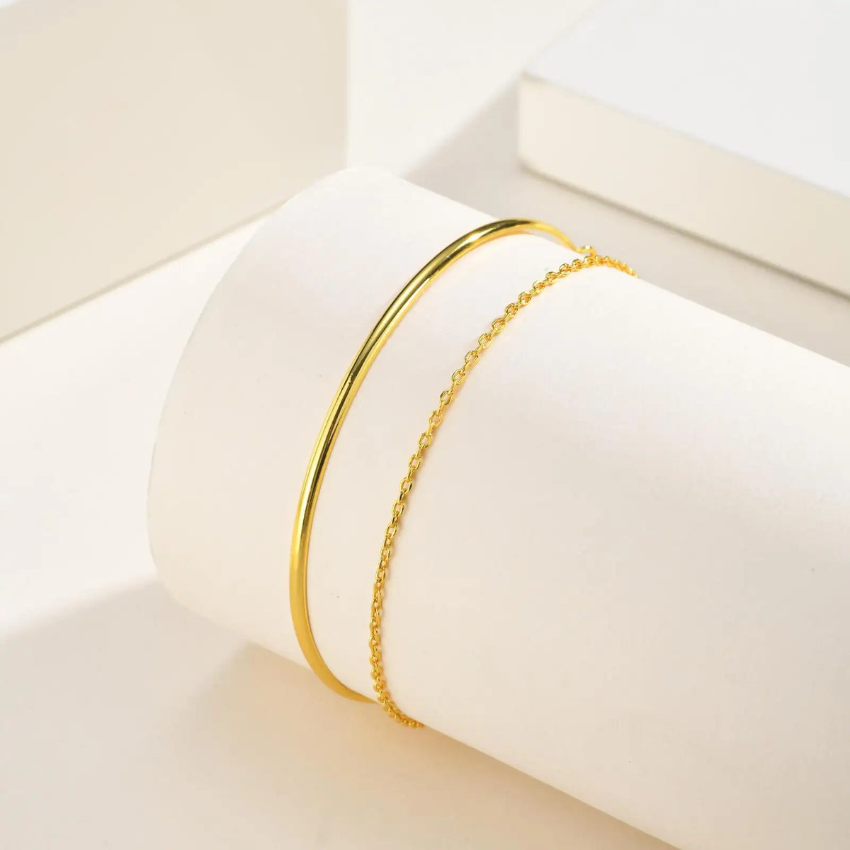 18K Gold Plated Half Chain Bangle Bracelet | Women's Cuff Bangle Bracelet SPOT