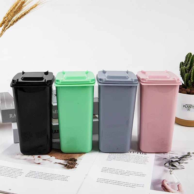Mini Desktop Trash Can with Lid – Small Plastic Desk Bin Desktop Trash Can SPOT