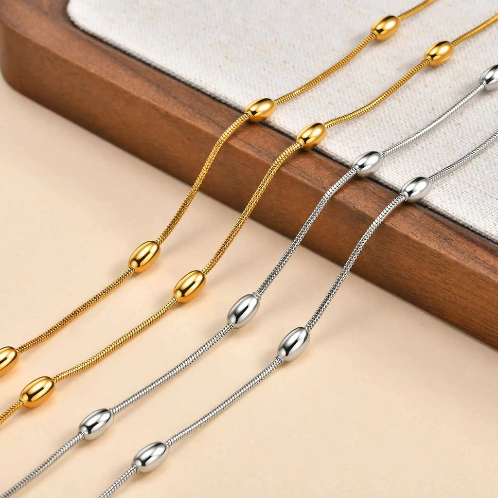 Meaeguet 47" Bead Ball Long Chain Necklace – Gold & Silver Chain Necklace SPOT
