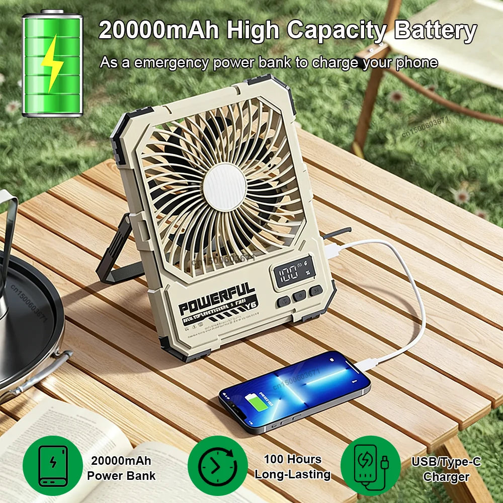 20000mAh Rechargeable Camping Fan – Desk, Ceiling & Portable Portable Camping Fan SPOT