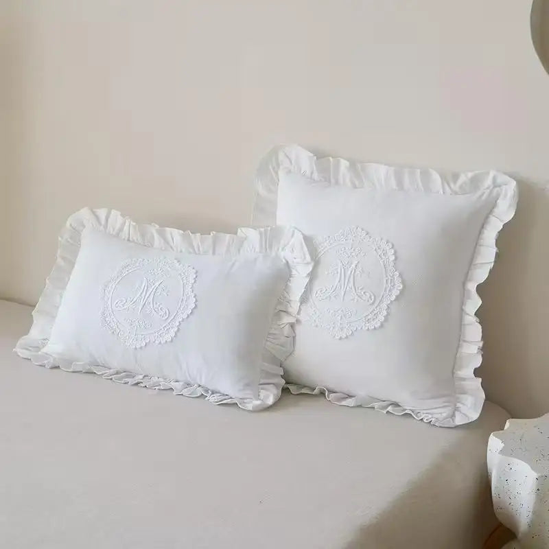 French Lace Ruffle Pillow Cover – Washed Cotton Cushion Cover Decorative Pillow Cover SPOT