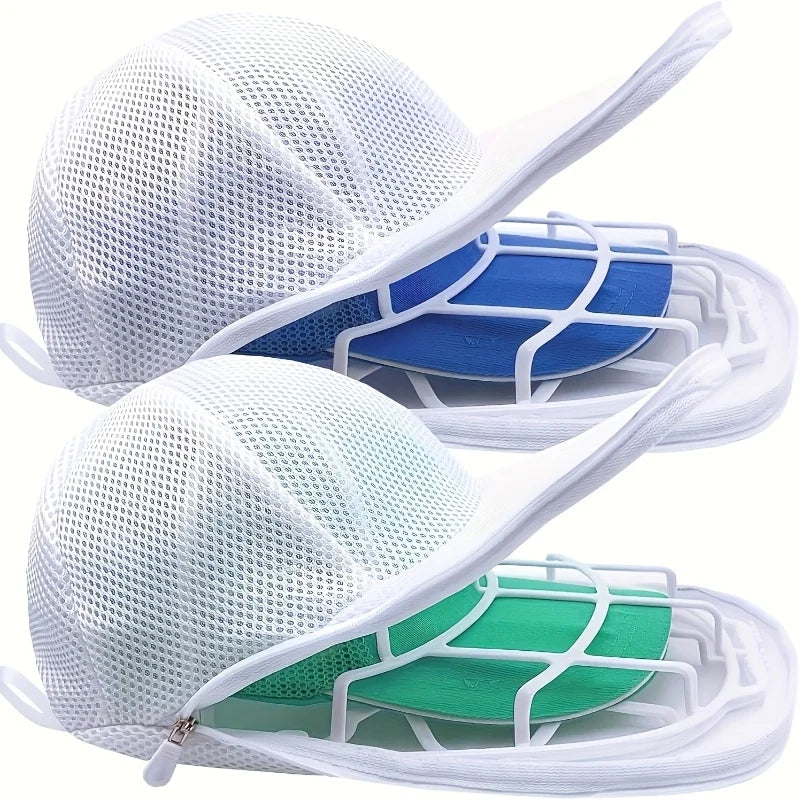 2-Pack Baseball Cap Washing Cage with Drying Rack & Laundry Bag Hat Washing Cage SPOT