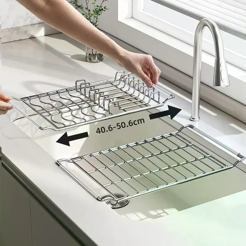 Expandable Over-Sink Dish Drying Rack – Rustproof Stainless Steel Dish Drying Rack SPOT