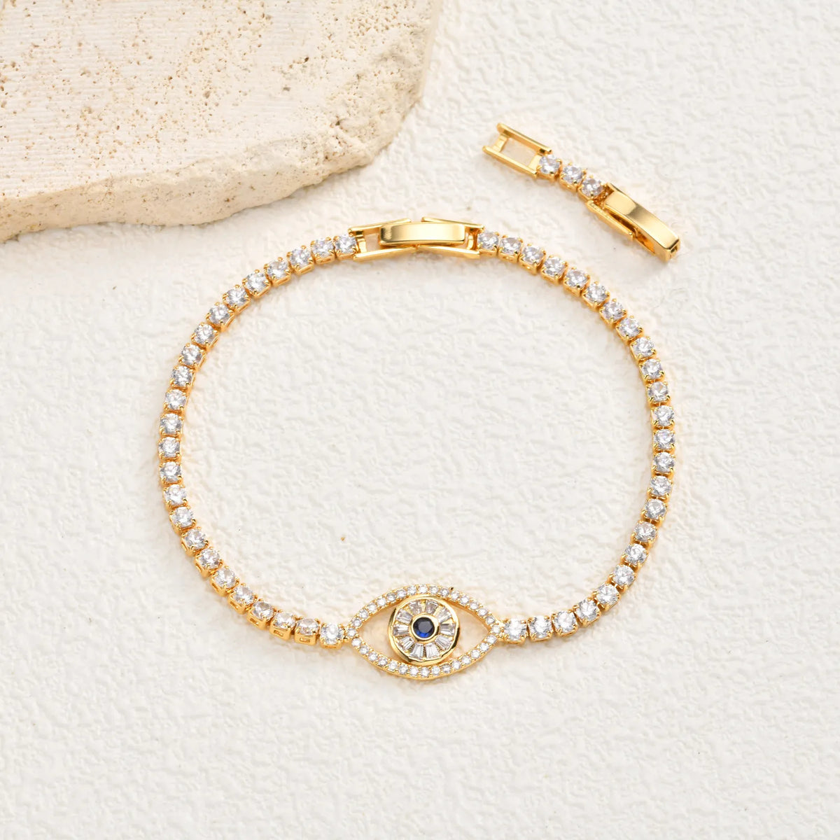 Zircon Evil Eye Gold Plated Chain Bracelet for Women Chain Link Bracelet SPOT