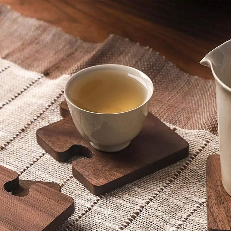 4-Pack Wooden Block Coasters – Heat-Safe Tea & Coffee Set Wooden Coaster Set SPOT
