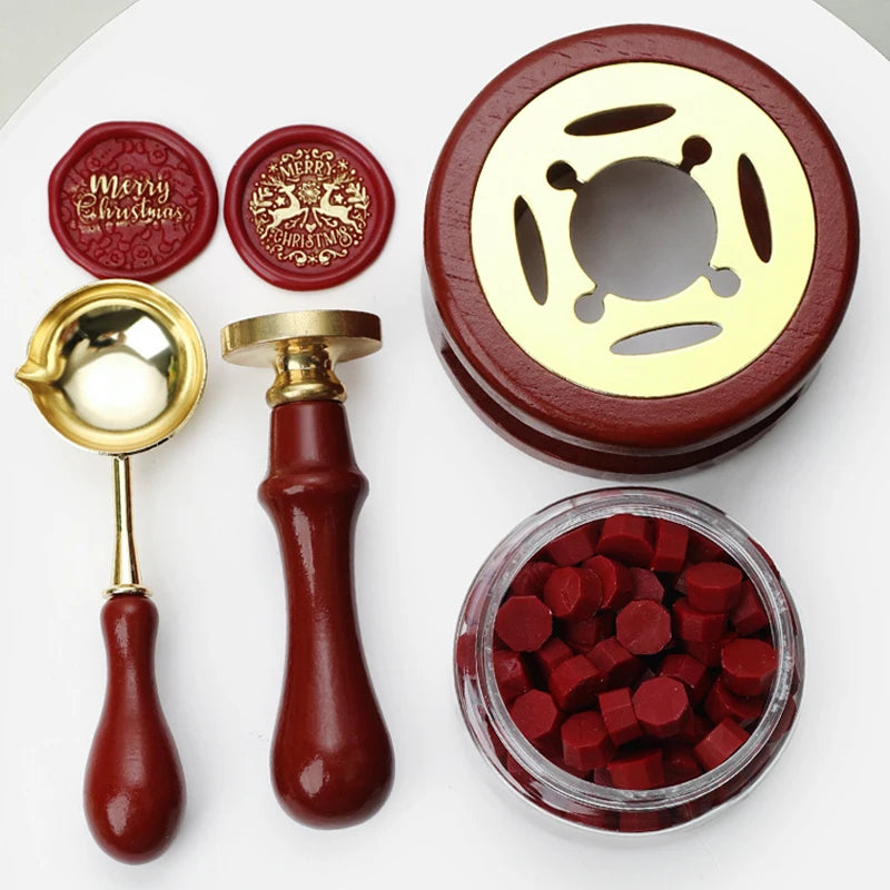 3-Piece Wax Seal Stamp Set – Melting Furnace, Spoon & Handle Wax Seal Kit SPOT