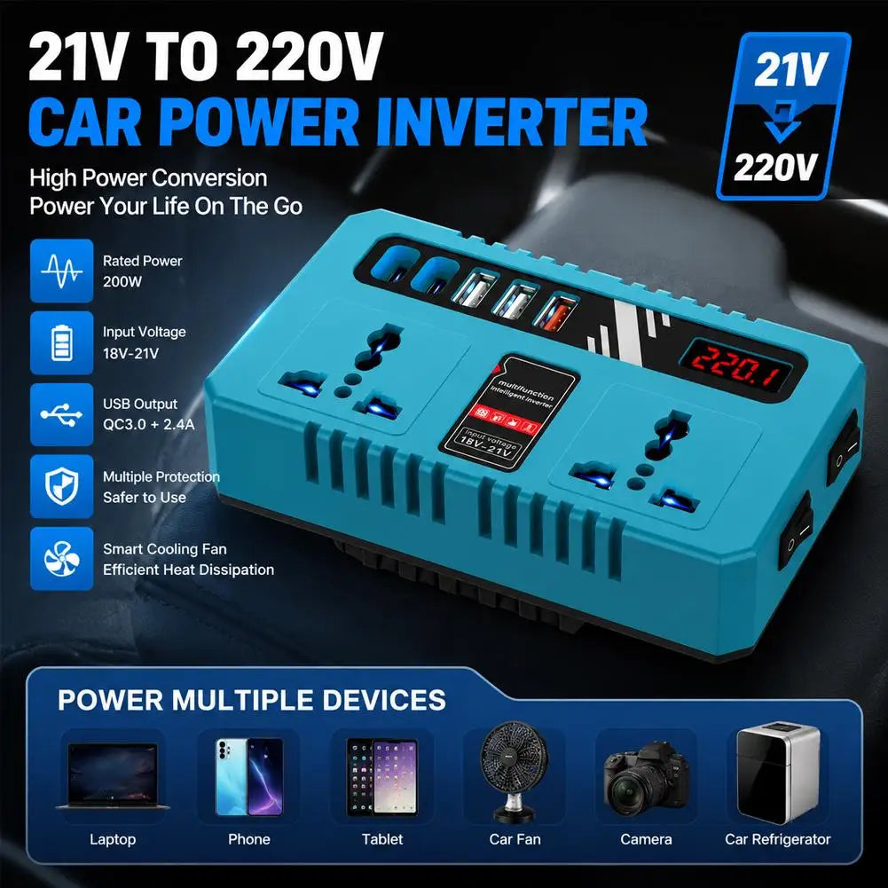 200W Power Inverter for Makita 18V Battery – AC & USB Ports Portable Power Inverter SPOT
