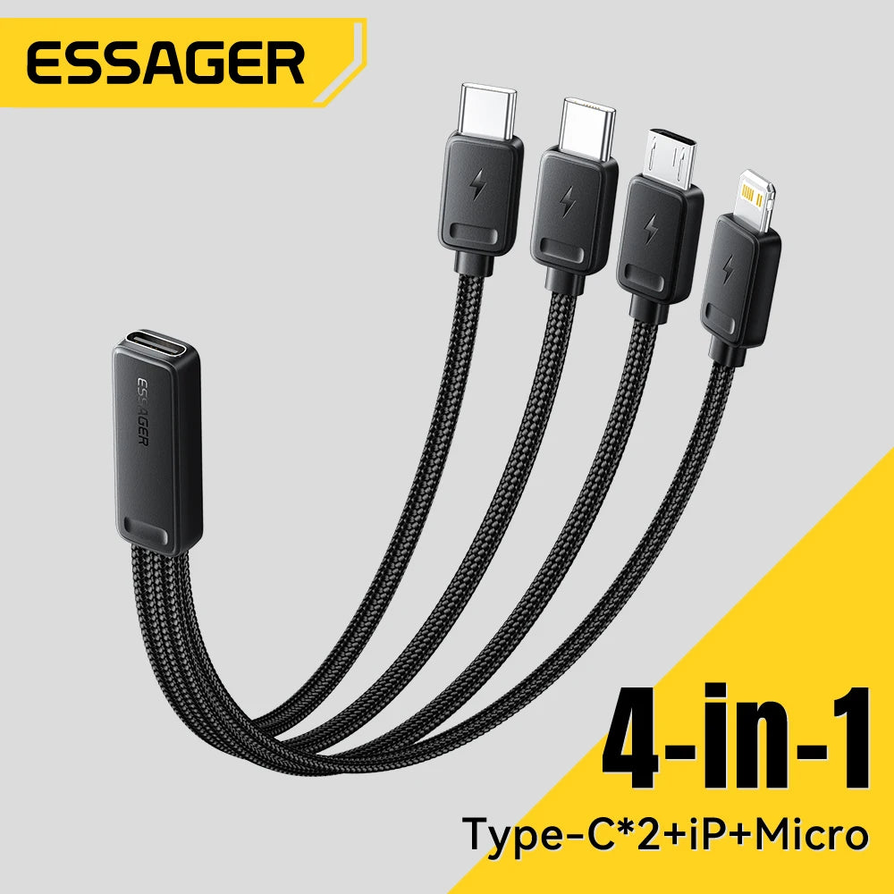Essager 4-in-1 Fast Charging Cable – USB-C, Micro & Lightning Multi USB Charging Cable SPOT